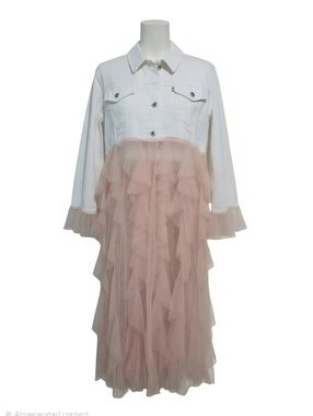 Up-Cycled White & Blush Ruffled Tulle Shacket